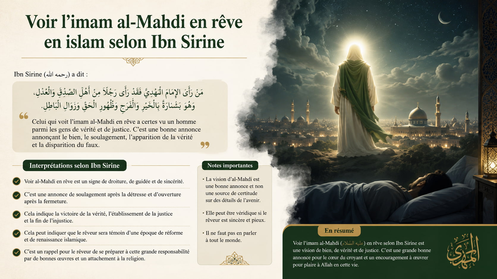 Voir l'imam al-Mahdi en rêve en islam selon Ibn Sirine
